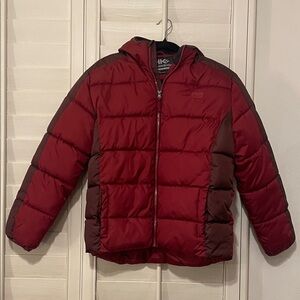 Hawke & Co Kids Burgundy and Chocolate Puffer Jacket Size 14/16